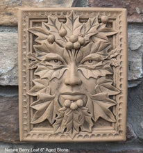 Load image into Gallery viewer, Nature Berry Leaf Mythical Man Mask greenman greenwoman Wall Plaque Vintage sculpture 6&quot; www.Neo-Mfg.com green man woman
