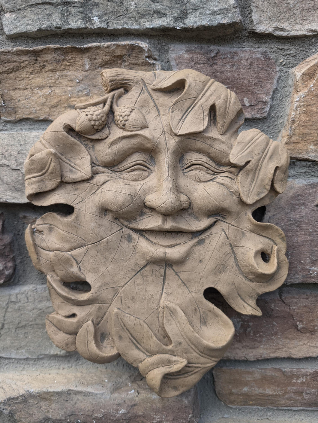 Green Man Leaf Face Acorn Tree Man Mythical greenman wall Sculpture Mask Wall Plaque Vintage sculpture www.Neo-Mfg.com