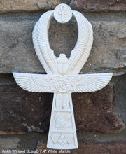 Load image into Gallery viewer, Egyptian Ankh Winged scarab Sculptural wall relief www.Neo-Mfg.com 7 3/4&quot;
