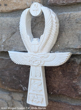 Load image into Gallery viewer, Egyptian Ankh Winged scarab Sculptural wall relief www.Neo-Mfg.com 7 3/4&quot;
