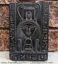 Load image into Gallery viewer, Egyptian Hathor Amenhotep III Sobek Sculptural wall relief www.Neo-Mfg.com 7&quot; Museum preproduction
