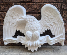 Load image into Gallery viewer, Eagle Perched on Ribbon wall plaque 3D Decor Hand Crafted relief art www.Neo-Mfg.com home decor 16&quot;
