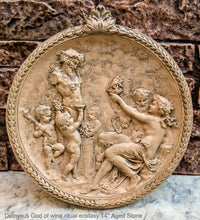 Load image into Gallery viewer, Roman Greek Dionysus God of wine ritual madness and ecstasy - Bacchus Satyr Sculptural Wall frieze plaque relief www.Neo-Mfg.com 14&quot;
