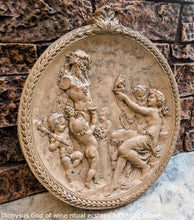 Load image into Gallery viewer, Roman Greek Dionysus God of wine ritual madness and ecstasy - Bacchus Satyr Sculptural Wall frieze plaque relief www.Neo-Mfg.com 14&quot;
