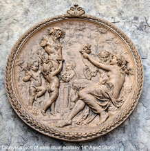 Load image into Gallery viewer, Roman Greek Dionysus God of wine ritual madness and ecstasy - Bacchus Satyr Sculptural Wall frieze plaque relief www.Neo-Mfg.com 14&quot;
