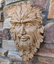 Load image into Gallery viewer, Green Man Leaf Face 14&quot; Tree Man Mythical wall Sculpture Mask Wall Plaque Vintage sculpture 14&quot; www.Neo-Mfg.com
