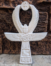 Load image into Gallery viewer, Egyptian Ankh Winged scarab Sculptural wall relief www.Neo-Mfg.com 7 3/4&quot;
