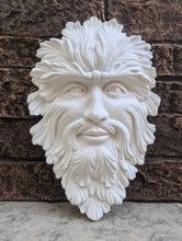 Load image into Gallery viewer, Green Man Leaf Face 14&quot; Tree Man Mythical wall Sculpture Mask Wall Plaque Vintage sculpture 14&quot; www.Neo-Mfg.com
