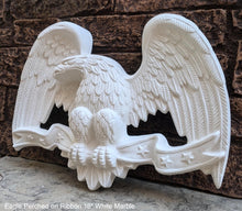 Load image into Gallery viewer, Eagle Perched on Ribbon wall plaque 3D Decor Hand Crafted relief art www.Neo-Mfg.com home decor 16&quot;
