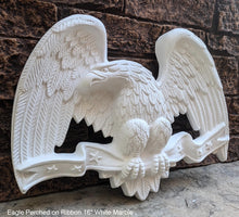 Load image into Gallery viewer, Eagle Perched on Ribbon wall plaque 3D Decor Hand Crafted relief art www.Neo-Mfg.com home decor 16&quot;
