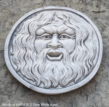 Load image into Gallery viewer, Roman Greek Mouth of truth Bocca della Verita Sculptural Wall frieze plaque relief www.Neo-Mfg.com 9.5&quot;
