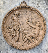 Load image into Gallery viewer, Roman Greek Dionysus God of wine ritual madness and ecstasy - Bacchus Satyr Sculptural Wall frieze plaque relief www.Neo-Mfg.com 14&quot;
