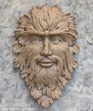 Load image into Gallery viewer, Green Man Leaf Face 14&quot; Tree Man Mythical wall Sculpture Mask Wall Plaque Vintage sculpture 14&quot; www.Neo-Mfg.com
