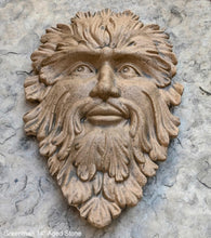 Load image into Gallery viewer, Green Man Leaf Face 14&quot; Tree Man Mythical wall Sculpture Mask Wall Plaque Vintage sculpture 14&quot; www.Neo-Mfg.com
