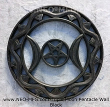 Load image into Gallery viewer, Celestial Triple Moon Pentacle Wall Sculpture Statue 12&quot; Tall Neo-Mfg
