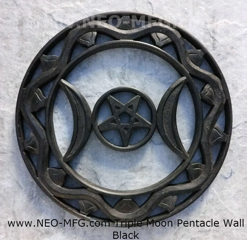 Celestial Triple Moon Pentacle Wall Sculpture Statue 12