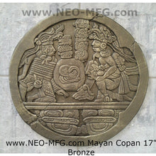 Load image into Gallery viewer, History Mayan Aztec Copal ball court scoreboard Sculptural wall relief plaque 17&quot; www.Neo-Mfg.com
