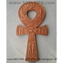 Load image into Gallery viewer, History Egyptian Ankh Life hieroglyph Sculptural wall relief www.Neo-Mfg.com 16&quot;
