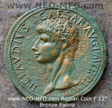 Load image into Gallery viewer, Roman Greek Coin Emperor Claudius Sculptural Wall relief www.Neo-Mfg.com 12&quot; c8
