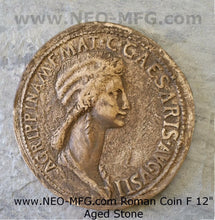 Load image into Gallery viewer, Roman Greek Coin Emperor Claudius second wife Agrippina (mother of Nero) Sculptural Wall relief www.Neo-Mfg.com 12&quot; c7
