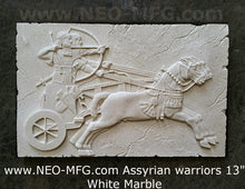 Load image into Gallery viewer, Historical Assyrian warriors Chariot Royal hunt wall art Sculpture www.Neo-Mfg.com 13&quot; Mounted on Plaque
