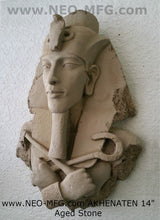 Load image into Gallery viewer, History Egyptian Pharaoh Akhenaten Amenhotep IV Sun god Sculptural wall relief bust Neo-Mfg 14&quot;
