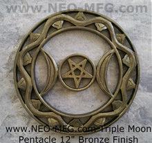 Load image into Gallery viewer, Celestial Triple Moon Pentacle Wall Sculpture Statue 12&quot; Tall Neo-Mfg
