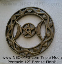 Load image into Gallery viewer, Celestial Triple Moon Pentacle Wall Sculpture Statue 12&quot; Tall Neo-Mfg
